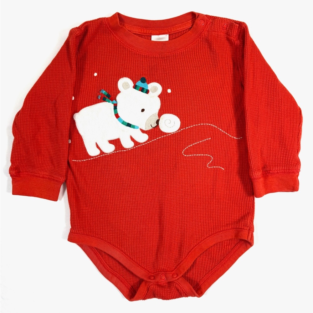 GYMBOREE Baby Boys’ Snow Bear Line Embroidered Waffle Knit One Piece Size 18-24M